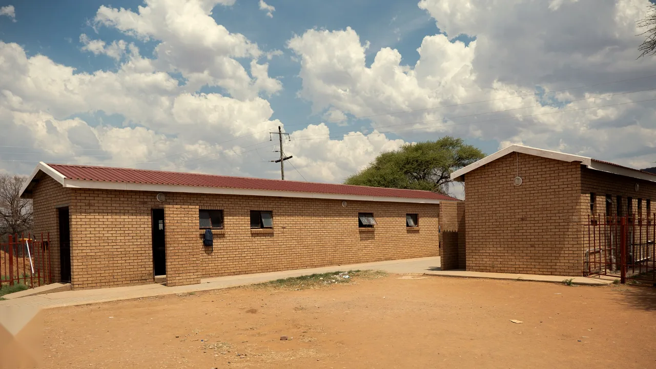 The new brick ablution blocks with red roofs